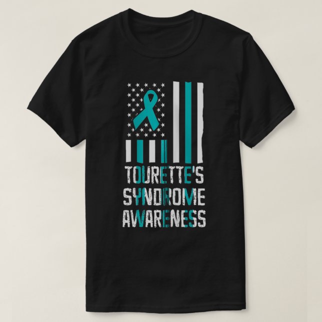 T-shirt Tourette Syndrome US Drapeau TS Guerrier Survivant (Design devant)
