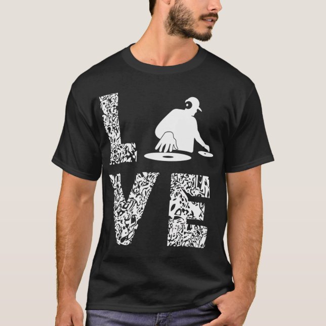 T-shirt Tourne-disque DJ Beatmaker Musique Producteur Love (Devant)