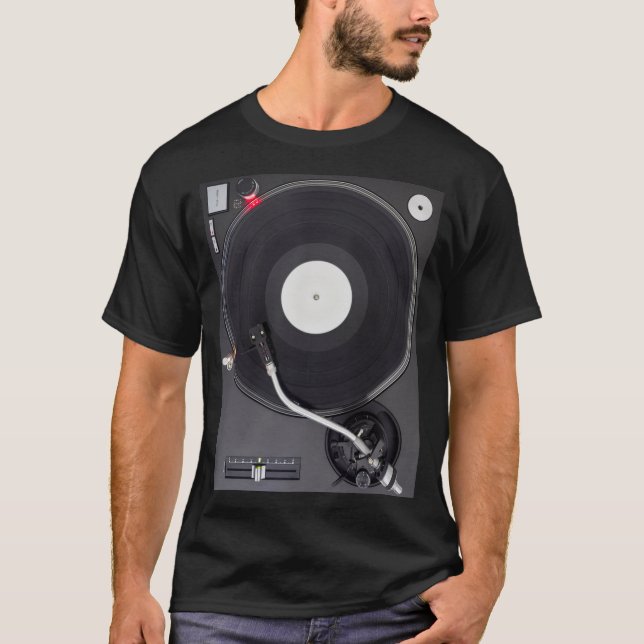 T-shirt Tourne-disque DJ, Lecture de la photo de disque vi (Devant)