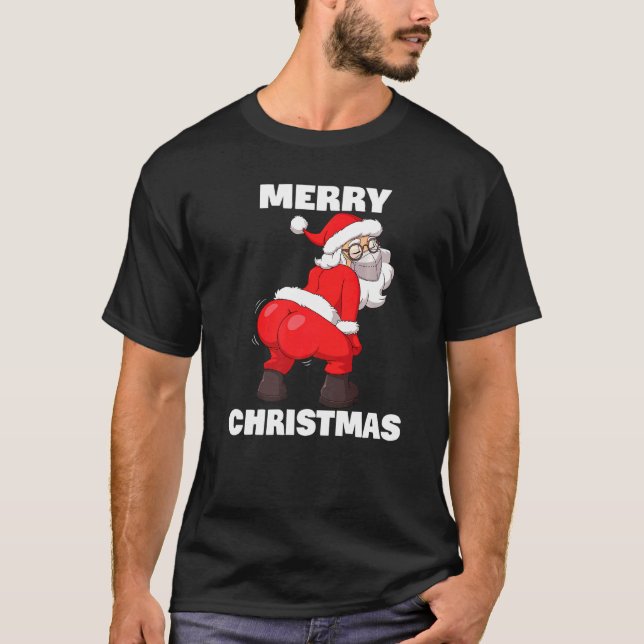 T-shirt Tourner le Père Noël en masque Joyeux Noël (Devant)