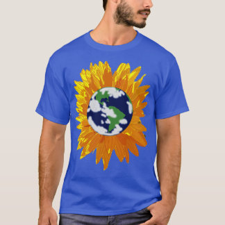 T-shirt Tournesol avec Green et Blue Planète Centre Terre
