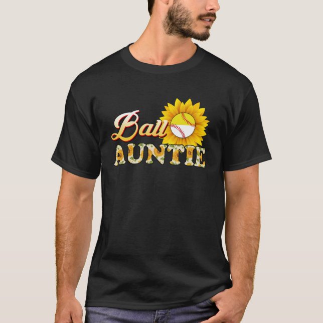 T-shirt Tournesol Ball Auntie Softball Baseball Femmes (Devant)