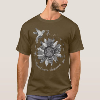 T-shirt Tournesol Colibri Gris Cerveau Cancer Guerrier T-