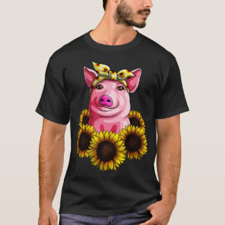 T-shirt Tournesol de cochon mignon Joli Piggy à la banane