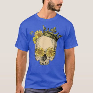 T-shirt Tournesol de Couronne de crâne Rétro Squelette Vin