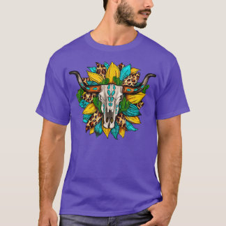 T-shirt Tournesol de Taureau de Leopard de l'Ouest