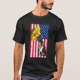 T-shirt Tournesol Drapeau Américain Chien Bouledogue Franç