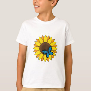 T-shirt Tournesol et papillon bleu