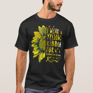 T-shirt Tournesol Je Porte Du Ruban Jaune Cancer de l'Enfa