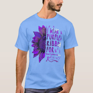 T-shirt Tournesol Je porte du ruban pourpre pour le syndro