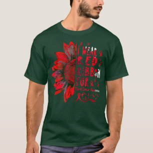 T-shirt Tournesol Je porte du ruban rouge pour le cancer d