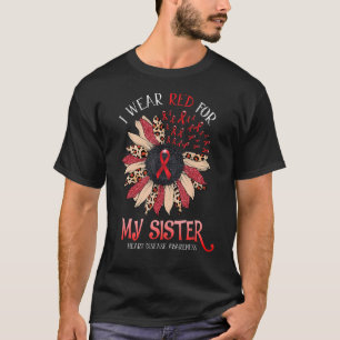 T-shirt Tournesol Je Porte Du Ruban Rouge Soeur Il Maladie