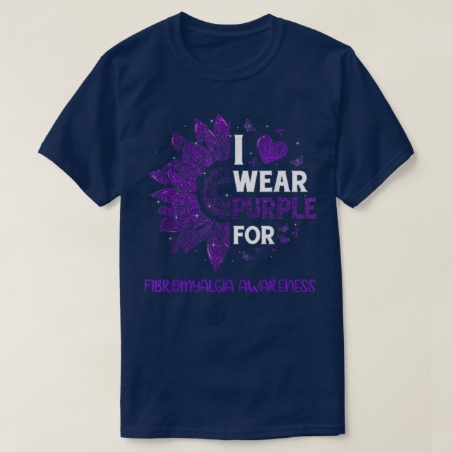 T-shirt Tournesol Je Porte Ribbon Violet Fibromyalgie Laur (Design devant)