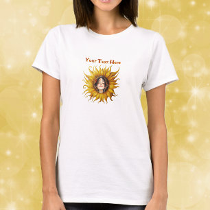 T-shirt Tournesol lumineux avec le visage souriant d'une f