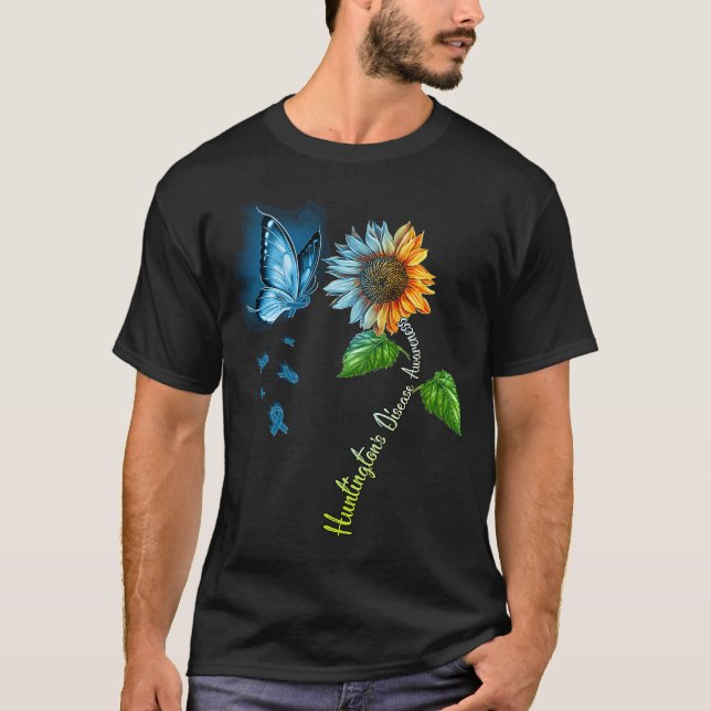 T-shirt Tournesol papillon Huntington's Disease Awareness (Devant)