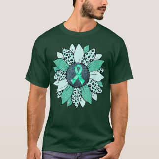 T-shirt Tournesol Turquoise Conscience du cancer de l'ovai