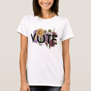 T-shirt Tournesol vintage Floral Élégante Feminine Go Vote