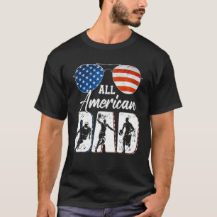 T-shirt Tous American Basketball Papa Usa Drapeau Lunettes