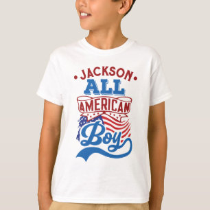 T-shirt Tous American boy 4 juillet nom de famille patriot