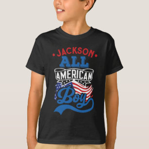 T-shirt Tous American boy 4 juillet nom de famille patriot