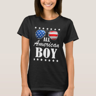 T-shirt Tous American Boy Usa America Drapeau & Feu d'arti