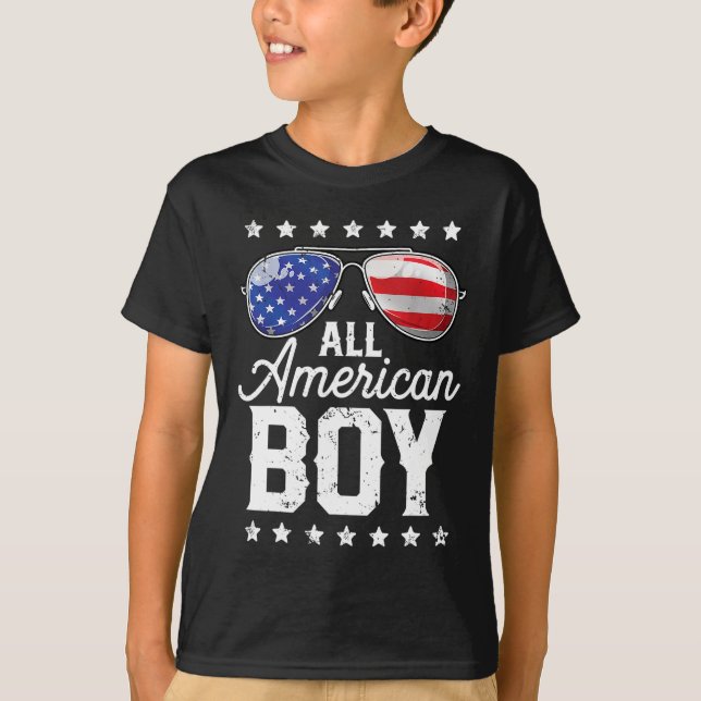 T-shirt Tous American Boys 4 juillet Boys Enfants Lunettes (Devant)