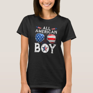 T-shirt Tous les américains garçon US drapeau lunettes de