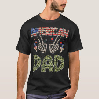 T-shirt Tous les américains papa Skeleton 4 juillet Patrio