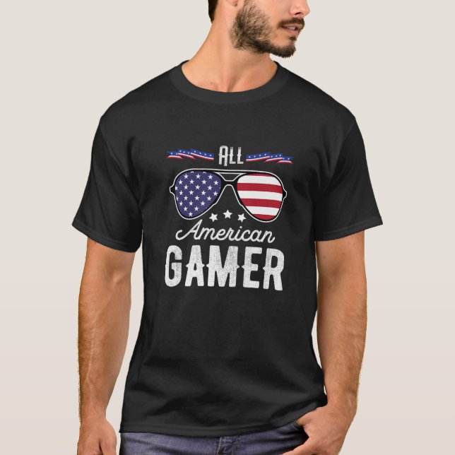 T-shirt Tous les gamers américains 4 juillet lunettes de s (Devant)
