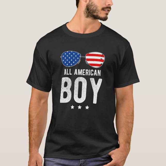 T-shirt Tous Les Garçons Américains Avec Lunettes De Solei (Devant)