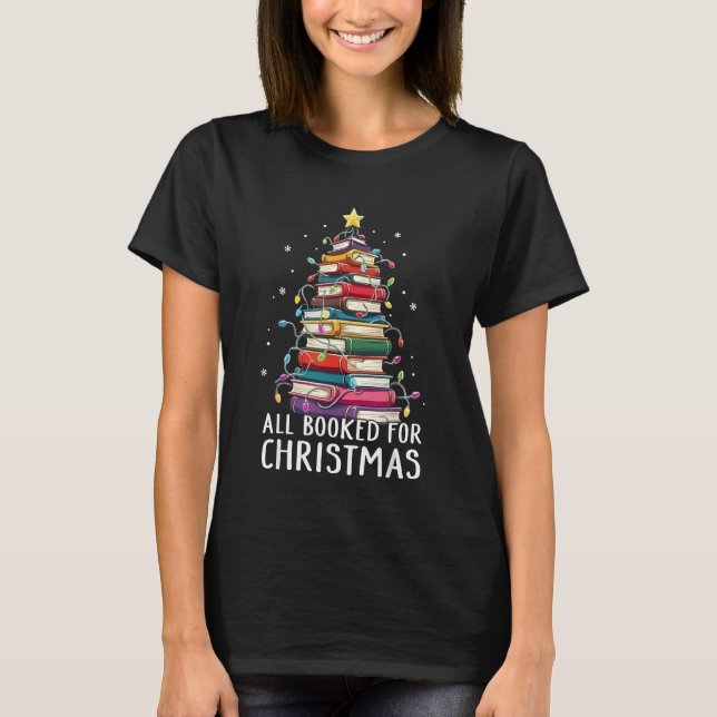 T-shirt Tous Réservés Pour Noël Livre Arbre de Noël Lumièr (Devant)