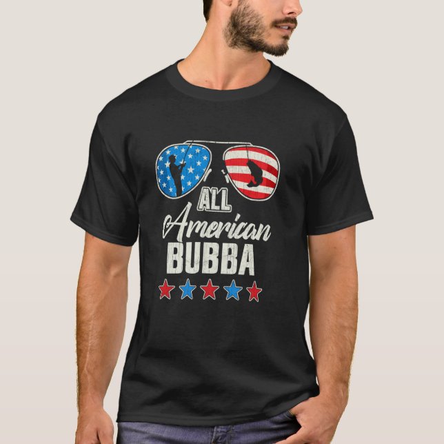 T-shirt Tout américain pêche Bubba 4 juillet drapeau améri (Devant)