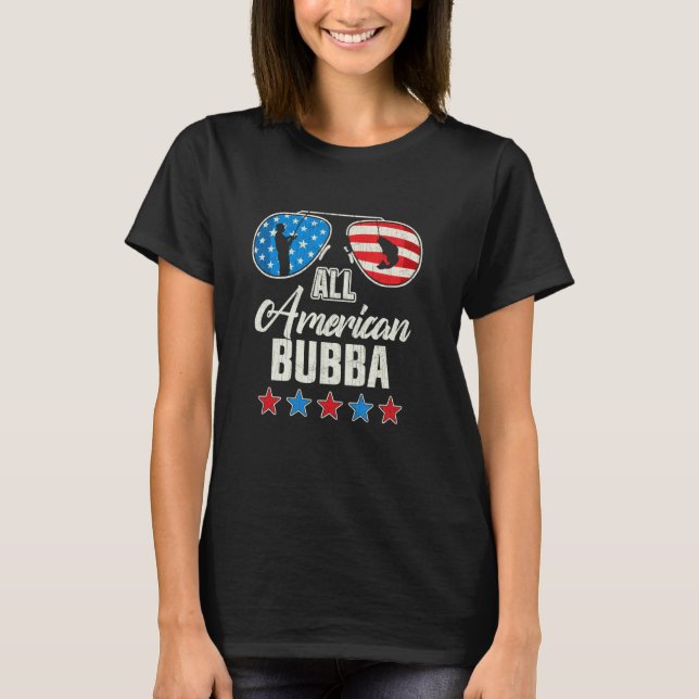 T-shirt Tout américain pêche Bubba 4 juillet drapeau améri (Devant)