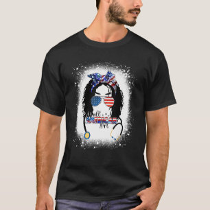 T-shirt Tout American Lpn Messy Bun Afro 4 juillet Patrio