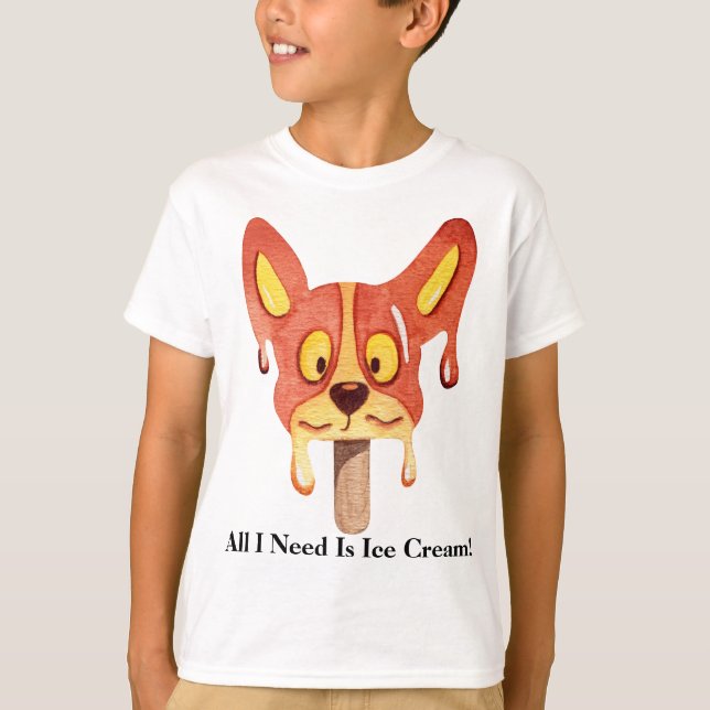 T-shirt Tout Ce Dont J'Ai Besoin C'Est Crème Glace Garçons (Devant)