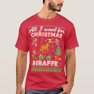 T-shirt Tout Ce Que Je Veux Noël Est Une Giraffe