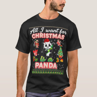T-shirt Tout Ce Que Je Veux Pour Noël, C'Est Un Panda, Un 