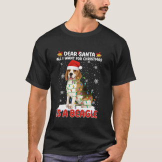 T-shirt Tout Ce Que Je Veux Pour Noël Est Beagle Santa Hat