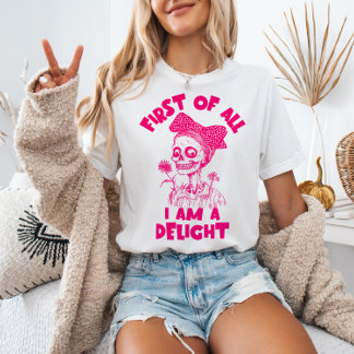 T-shirt Tout d'abord je suis un délicieux squelette rose d