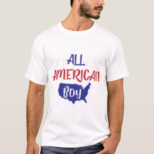 T-shirt Tout Garçon Américain Patriote Carte USA Enfants