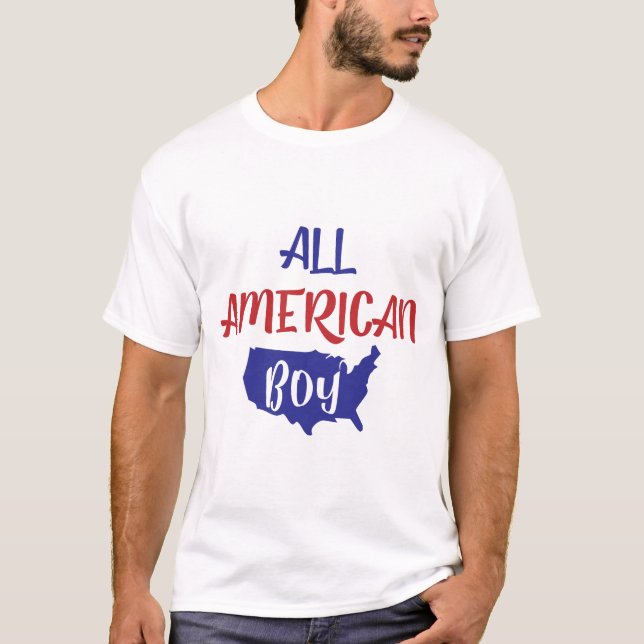 T-shirt Tout Garçon Américain Patriote Carte USA Enfants (Devant)