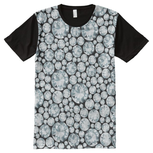 T-shirt Tout Imprimé Motif blanc exagéré de diamant (Devant)