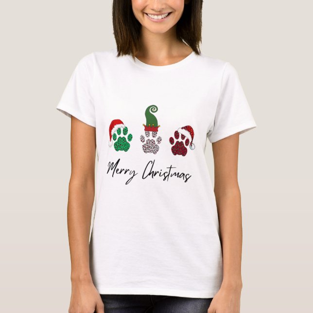 T-shirt Tout italien Greyhound Joyeux Noël Paw P (Devant)