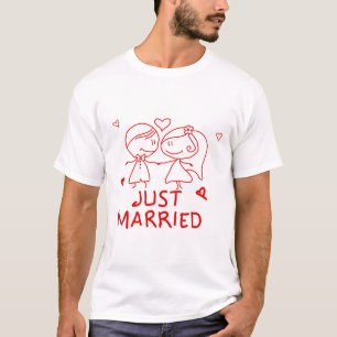 T-shirt Tout juste mariés - Dessin de couple mignon