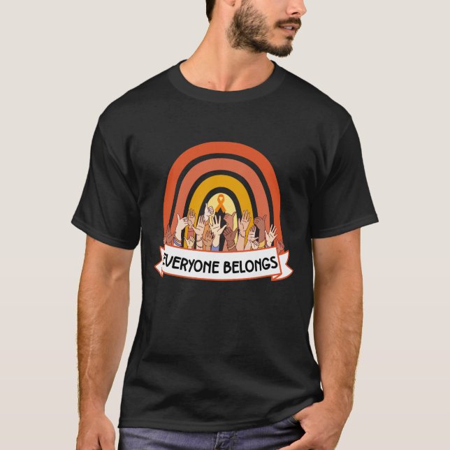 T-shirt Tout le monde appartient Orange Rainbow Unity inti (Devant)