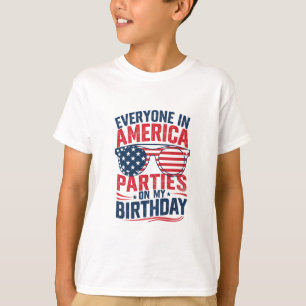 T-shirt Tout Le Monde En Amérique Fête À Mon Anniversaire