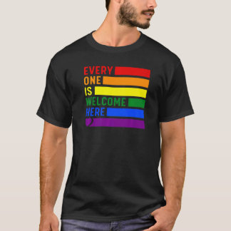 T-shirt Tout Le Monde Est Bienvenue Ici Rainbow Lgbtq Prid