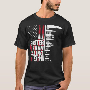 T-shirt Tout Plus Rapide Que Composer 911 American Flag Gu