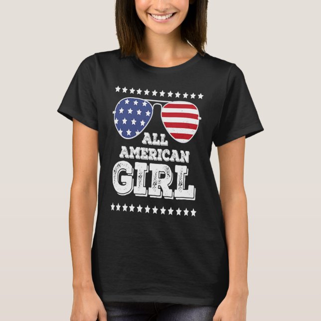 T-shirt Toute Américaine Famille de jumelage 4 juillet fil (Devant)