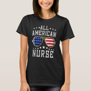 T-shirt Toute l'American Nurse Scrub Memorial Day 4 juille